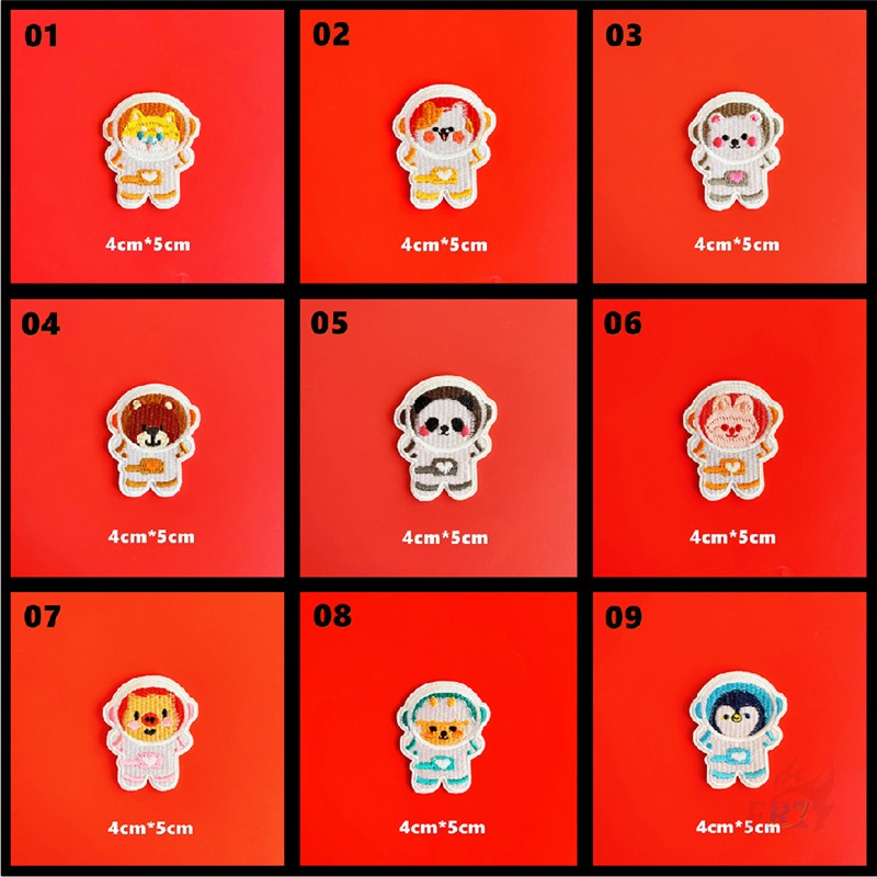 ☸ Miếng Dán Hình Phi Hành Gia Động Vật Nhỏ:Rabbit / Gấu Bắc Cực / Gấu Trúc / Chim Cánh Cụt / Cừu Tự Dính ☸ 1 Miếng Dán Ủi Lên Áo Hình Huy Hiệu Quần Áo (4CM*5CM)