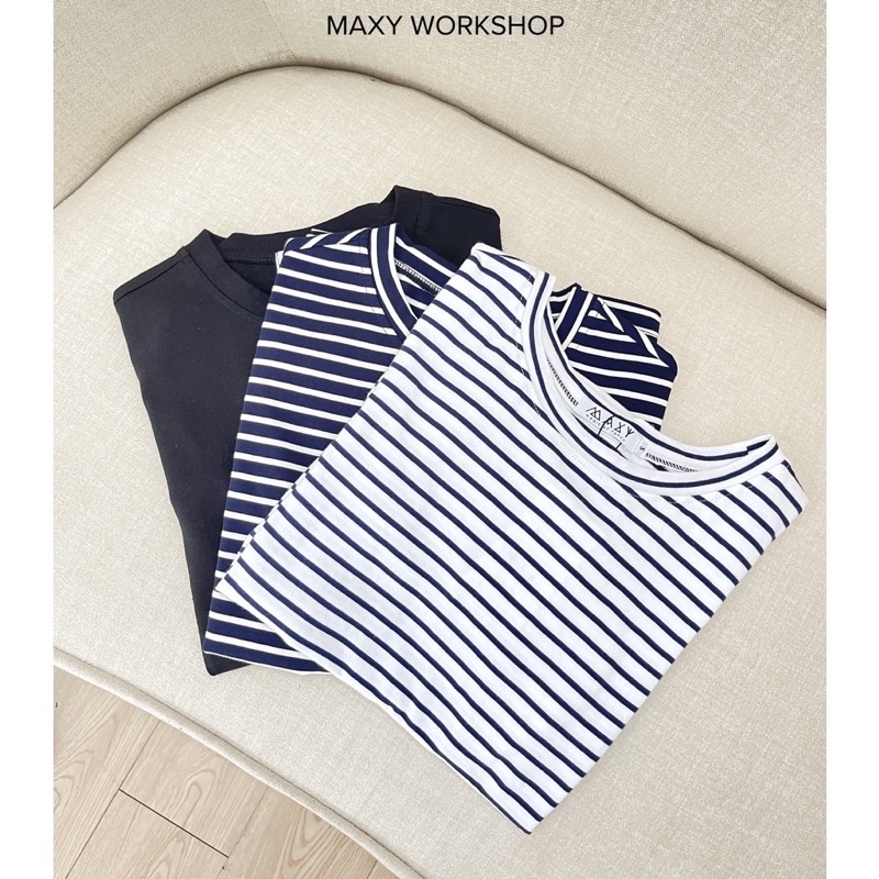 Áo thun nữ basic cổ tròn sọc màu Basic tee Maxy Workshop