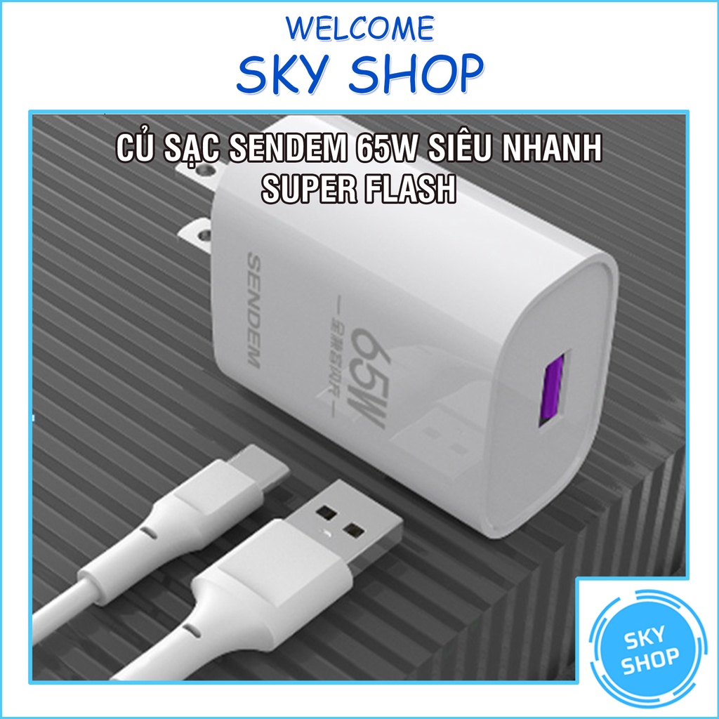 Củ/Cốc Sạc Cao Cấp Hỗ Trợ Sạc Nhanh Sendem C21 65W