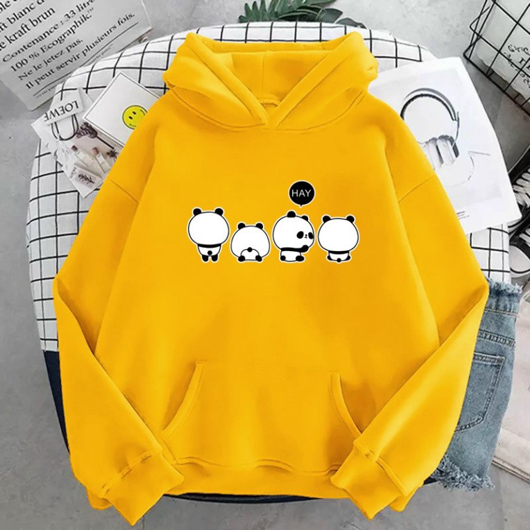 Áo khoác Hoodie form rộng sweater nỉ Ulzzang họa tiết 4 chú gấu trúc Hot trend Thời Trang Thu Đông siêu đẹp | BigBuy360 - bigbuy360.vn