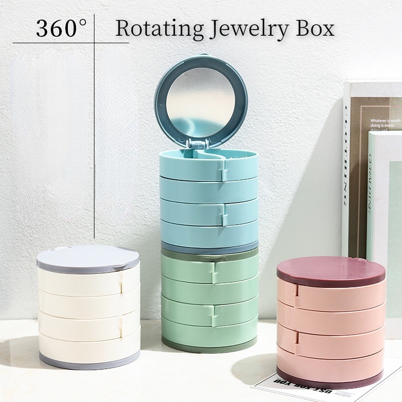 Hộp Đựng Trang Sức/Trang Sức Thiết Kế Bốn Tầng Có Thể Xoay 360 Độ Tiện Dụng