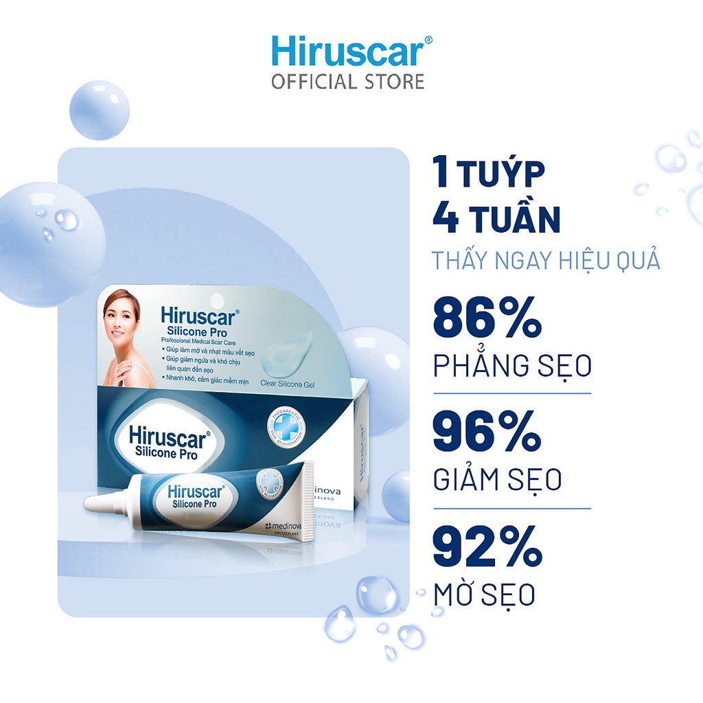 HIRUSCAR Silicone Pro Tuýp 4g & 10g - Gel Hỗ Trợ Giảm Sẹo Mổ, To, Lồi & Phì Đại