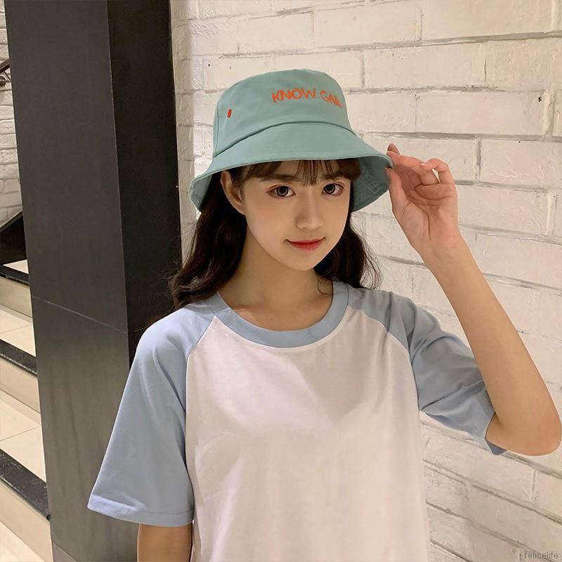 Nón Bucket hoạ tiết chữ thêu phong cách năng động cho nam và nữ