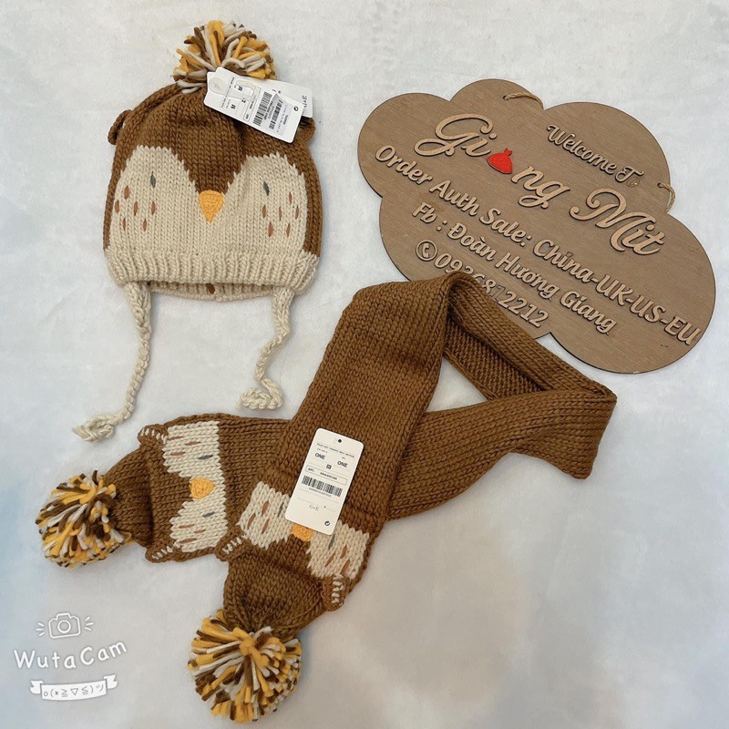 Set khăn mũ cú zara size 6m - 6y