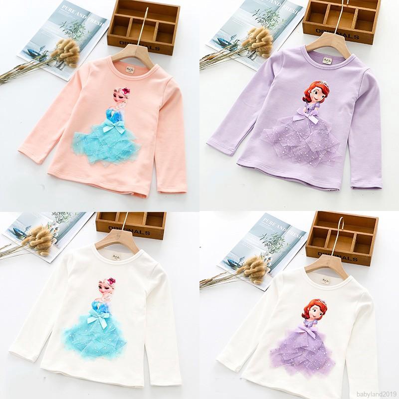 Áo thun dài tay in hình công chúa Disney nhiều kiểu xinh xắn cho bé