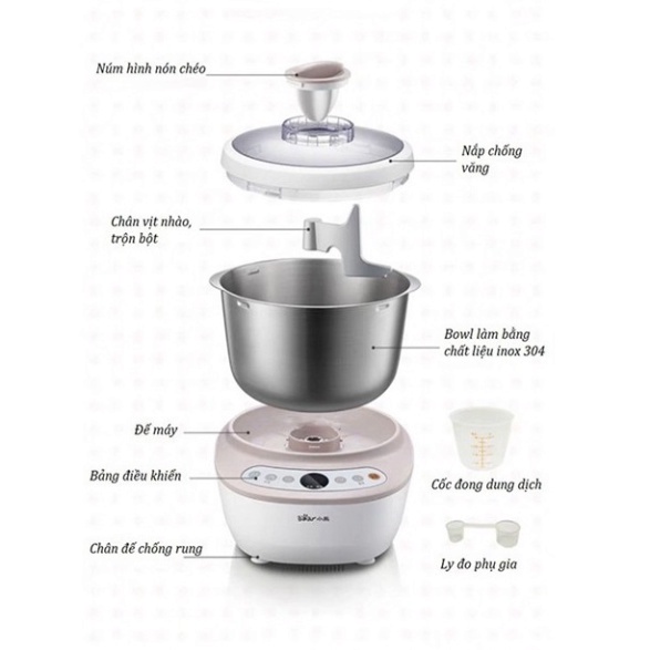 Máy nhồi bột bear HMJ-A50B1 (5L) dụng cụ làm bánh, máy nhào bột chính hãng