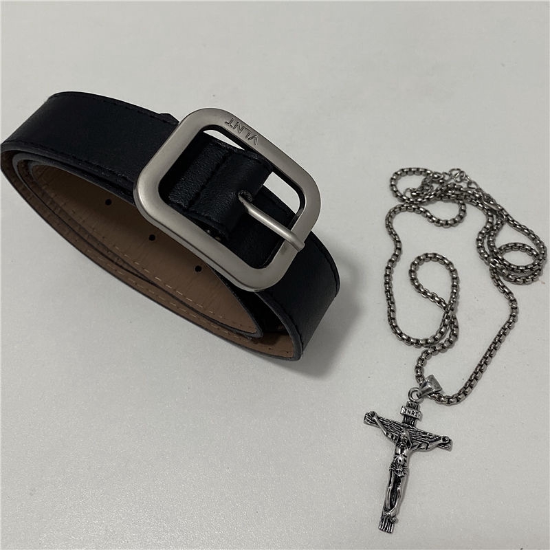 Thắt lưng da pu khóa ghim màu trơn thời trang cho nam và nữ 226022