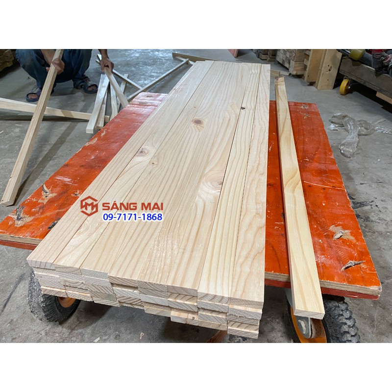 [MS121] Thanh gỗ thông 4cm x 1,5cm x dài 120cm + láng mịn 4 mặt