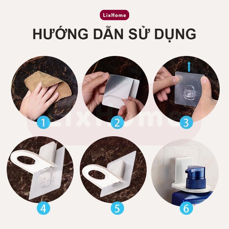 Móc treo chai dầu gội gắn tường tiện dụng, treo sữa tắm, nước rửa tay, rửa chén bát - LixHome