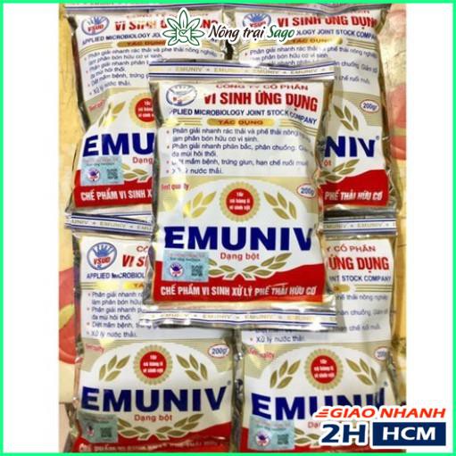 Chế Phẩm Vi Sinh Xử Lý Rác Thải Hữu Cơ, Rác Nhà Bếp EMUNIV Dạng Bột (gói 200gram) - Nông Trại Sago