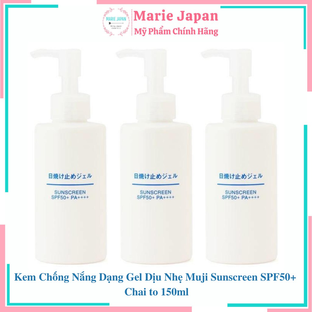 Kem Chống Nắng Muji Dạng Gel Nhẹ Dịu Da Nhạy Cảm Sunscreen SPF50+ Nhật Bản - Chai 150g