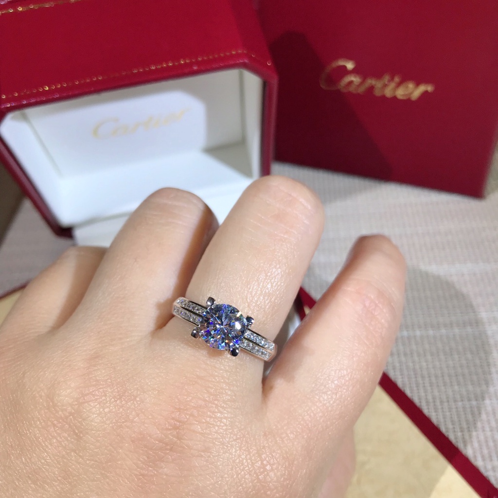 Nhẫn Cưới Bạc S925 2 Carat Đính Kim Cương Nhân Tạo Thời Trang Dành Cho Nữ