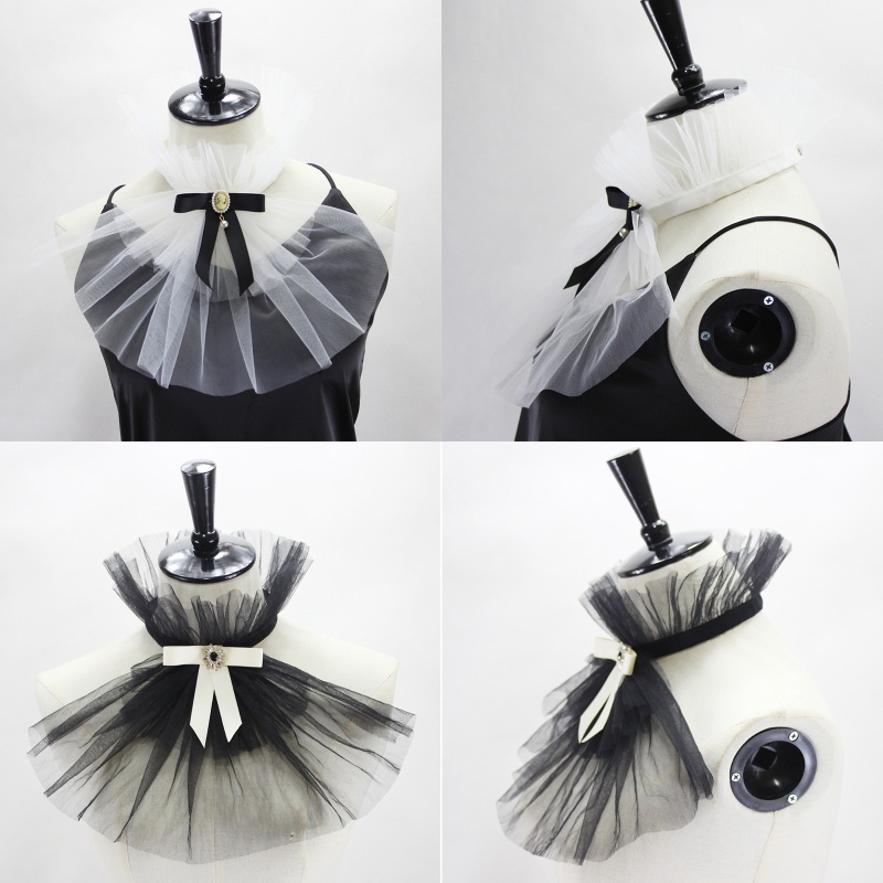 Han Victorian Áo Sơ Mi Cổ Đứng Đính Nơ Kim Cương Giả Tháo Rời Được Phong Cách Cướp Biển Victoria Cổ Điển