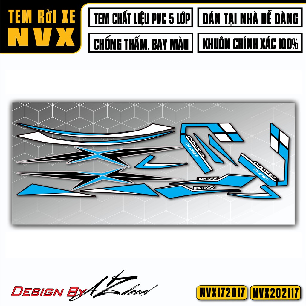 Tem Rời Xe NVX 125,155 Mẫu Tem Thiết Kế | NVX17 | Decal Chế Chất Liệu Decal Cao Cấp Chống Nước, Bền Màu