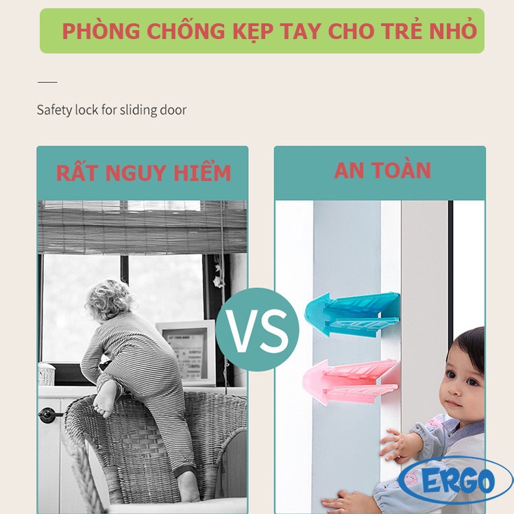 Khóa cửa trượt nhựa cứng cao cấp ngăn rơi ngã ban công