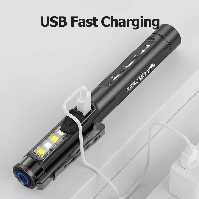 Đèn pin LED mini Smiling Shark SDYK01 bỏ túi sạc USB ánh sáng trắng vàng tím an toàn y tế không có tia xanh gây hại