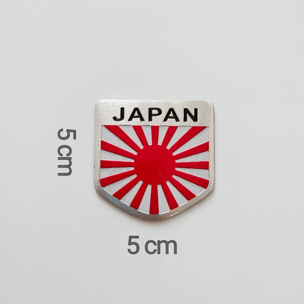 Tem nhôm Logo nhôm hình lá cờ Nhật Bản JAPAN trang trí xe