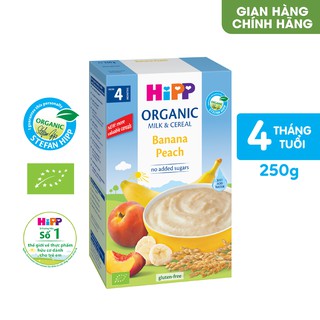 Bột ăn dặm dinh dưỡng Sữa, Chuối, Đào HiPP Organic 250g