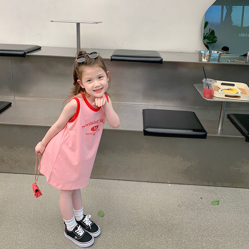 Đầm Sát Nách Dáng Vừa In Họa Tiết Xinh Xắn Thời Trang Cho Bé Gái