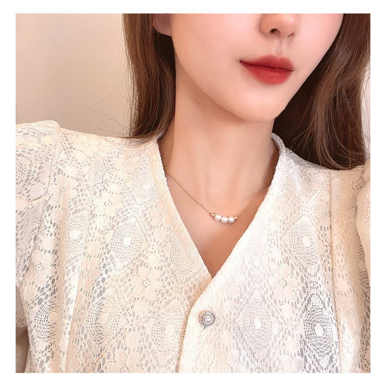 Vòng cổ dáng mảnh, dây chuyền nữ hạt trai thanh lịch - B134