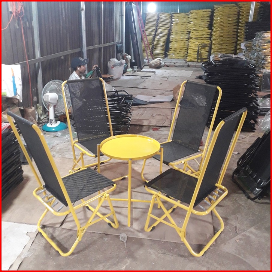 Ghế xếp cà phê khung sắt sơn tĩnh điện