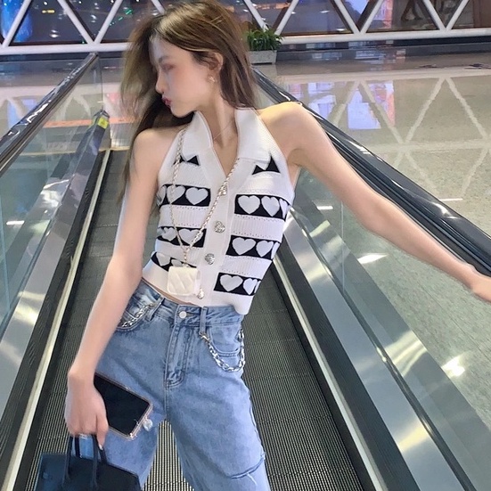 【ZHELIHANGFEI】Áo Dây Dệt Kim Cổ POLO Thời Trang Quyến Rũ