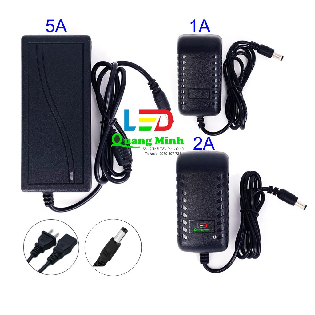 Bộ nguồn nhựa adapter 12V - 5A (DC) (Đen Siêu Bền)