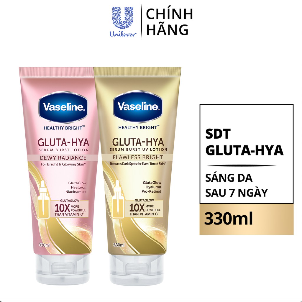 Serum Vaseline Gluta-Hya Dưỡng Da Sáng Mịn Sau 7 Ngày 330 ML