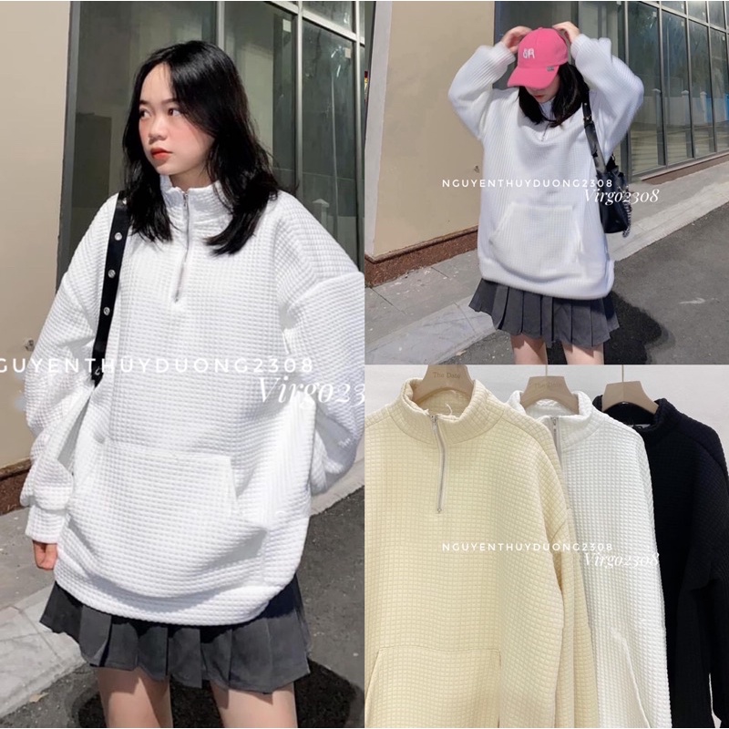[HÀNG SẴN]ÁO NỈ XỐP UNISEX CỔ KHOÁ TÚI BỤNG SIÊU CHẤT