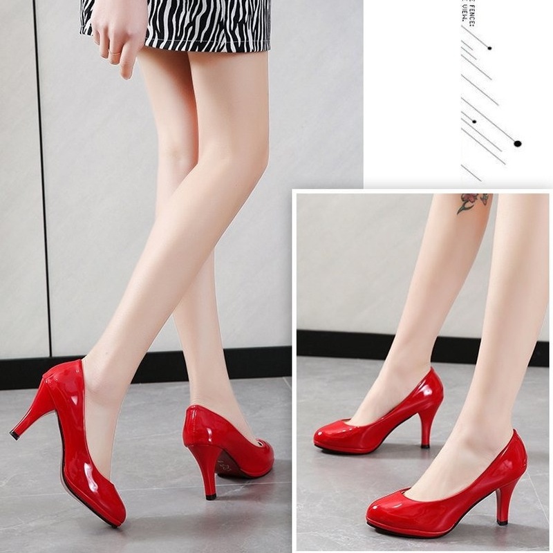 Giày cao gót nữ IELGY 8 cm mũi tròn thời trang có size lớn phong cách Âu Mỹ