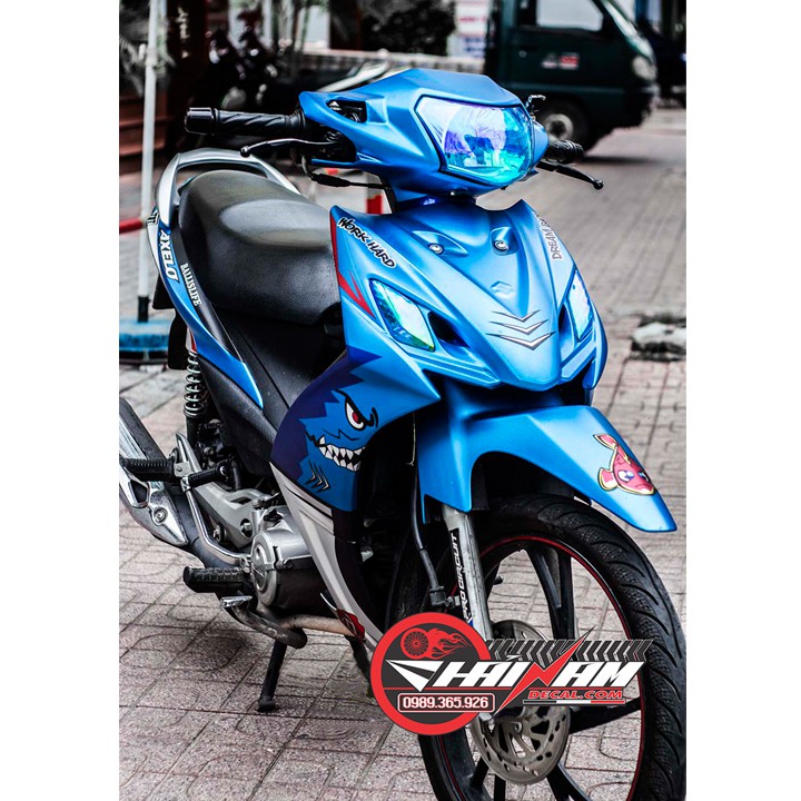 Tem trùm xe axelo xanh cá mập