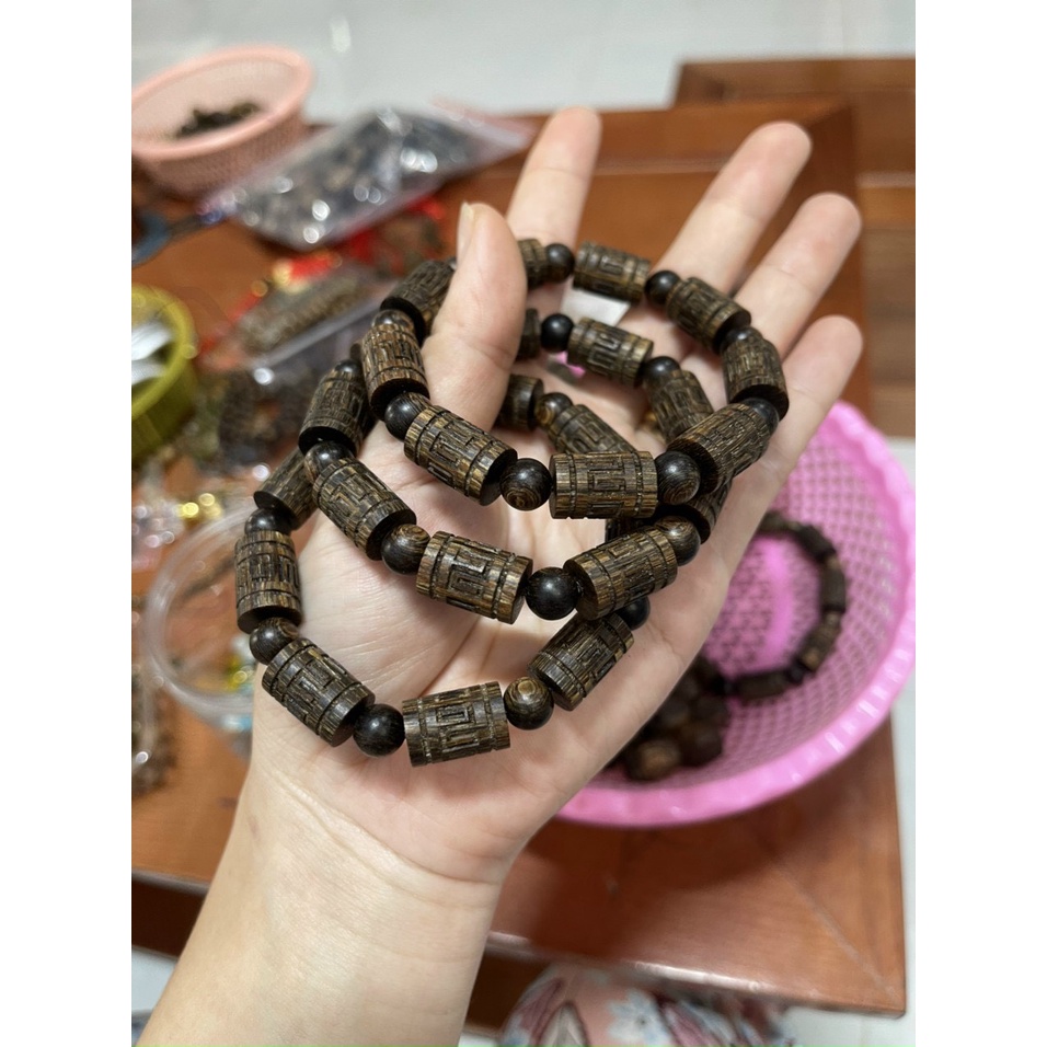 Vòng Trầm Hương Khắc Chú - Trầm Hương Sánh Chìm - Khắc Laze