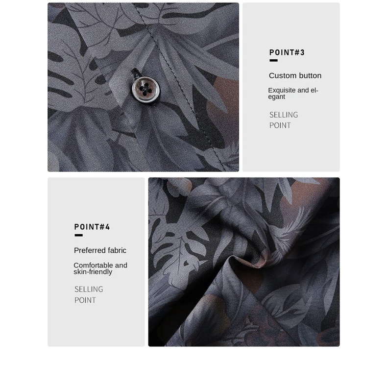 Cộng Với Kích Thước Cộng Với Kích Thước!Áo Sơ Mi Nam Ngắn Tay Họa Tiết Hoa Văn