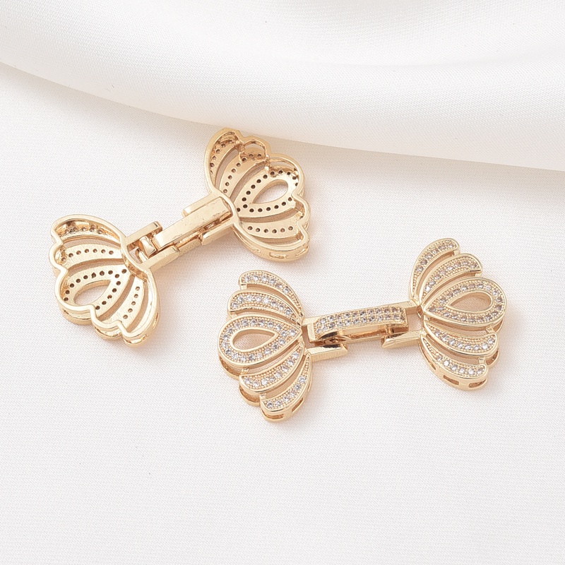 Khóa Cài Bằng Đồng Mạ Vàng 14K Đính Đá Zircon Hình Tròn / Vuông Dùng Làm Vòng Tay / Dây Chuyền diy