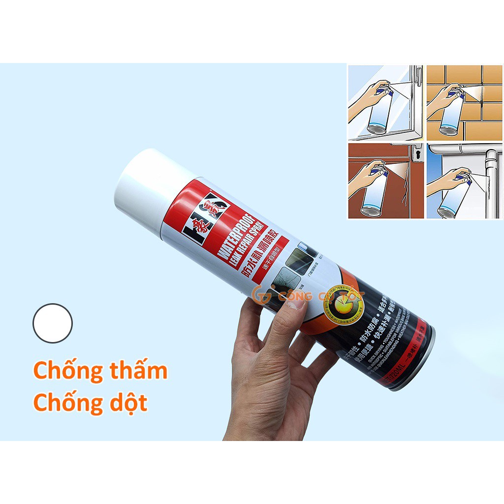 Bình Xịt Chứa Sơn Chống Thấm Đa Năng Giúp Chống Thấm Tường,Trần, Mái Nhà, Sân Thượng, Chống Rỉ Sét Kim Loại