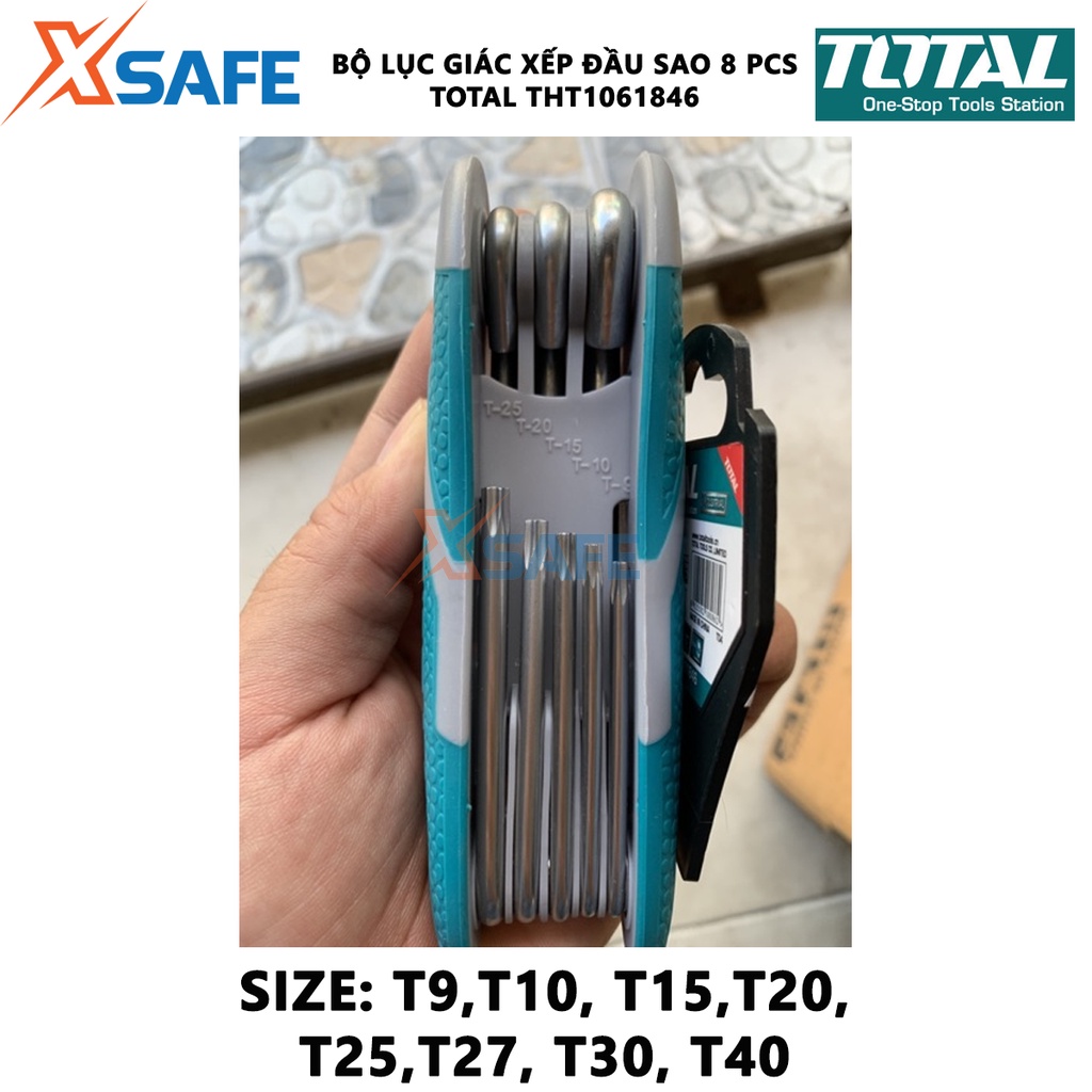 Bộ lục giác bông dạng xếp TOTAL THT1061846 8 chi tiết kích thước 2-8mm dùng vặn mở các khóa lục giác - chính hãng
