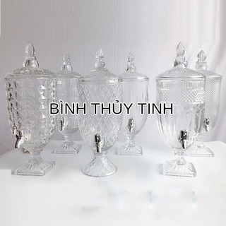 Bình thủy tinh đựng nước có vòi cao cấp vàng kim 5L