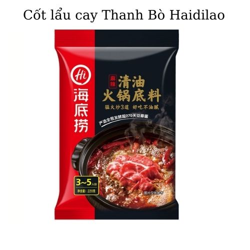 Gói Lẩu cay thanh bò 220g cho 3-5 người ăn, cốt lẩu Haidilao có sẵn nhiều vị date mới giao ngay trong 2h