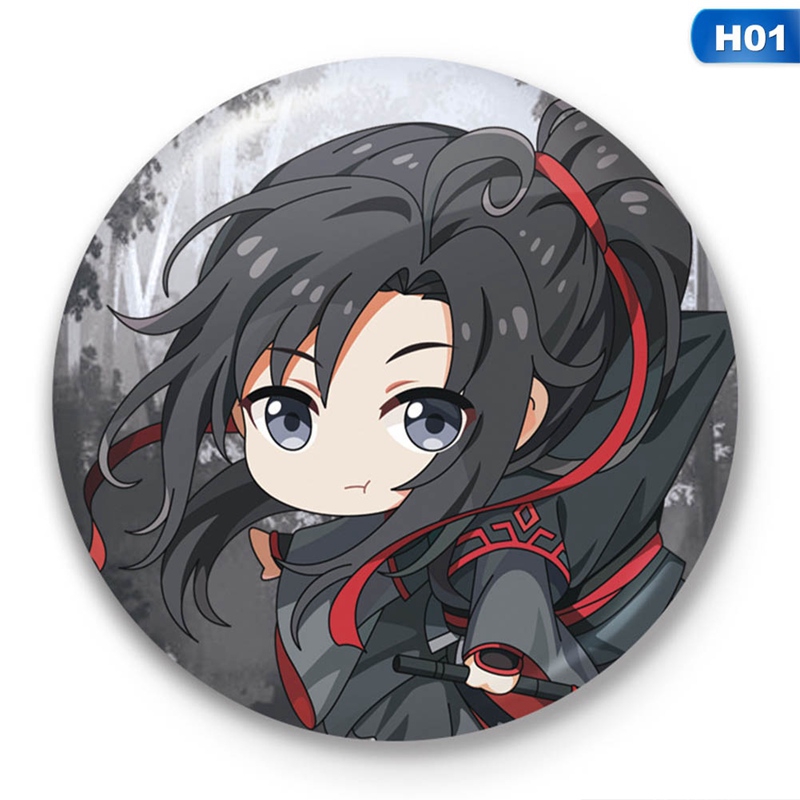 flowersqueen Anime Mo Dao Zu Shi Wei Wuxian Lan Wangji Figure Brooch Pins Round Tinplate Badges