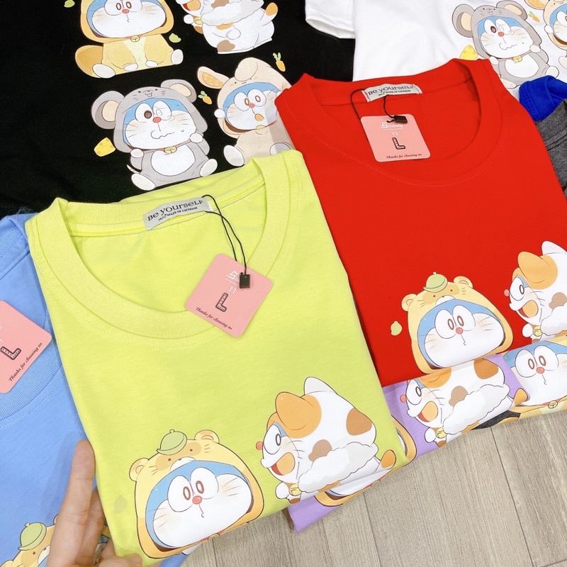 Áo Thun PHÔNG NAM NỮ UNISEX in MÈO MÁY Ú DOREMON