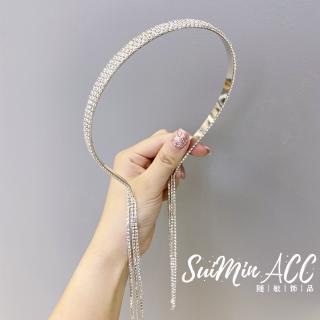 Băng đô cài tóc đính đá phối tua rua phong cách hàn quốc