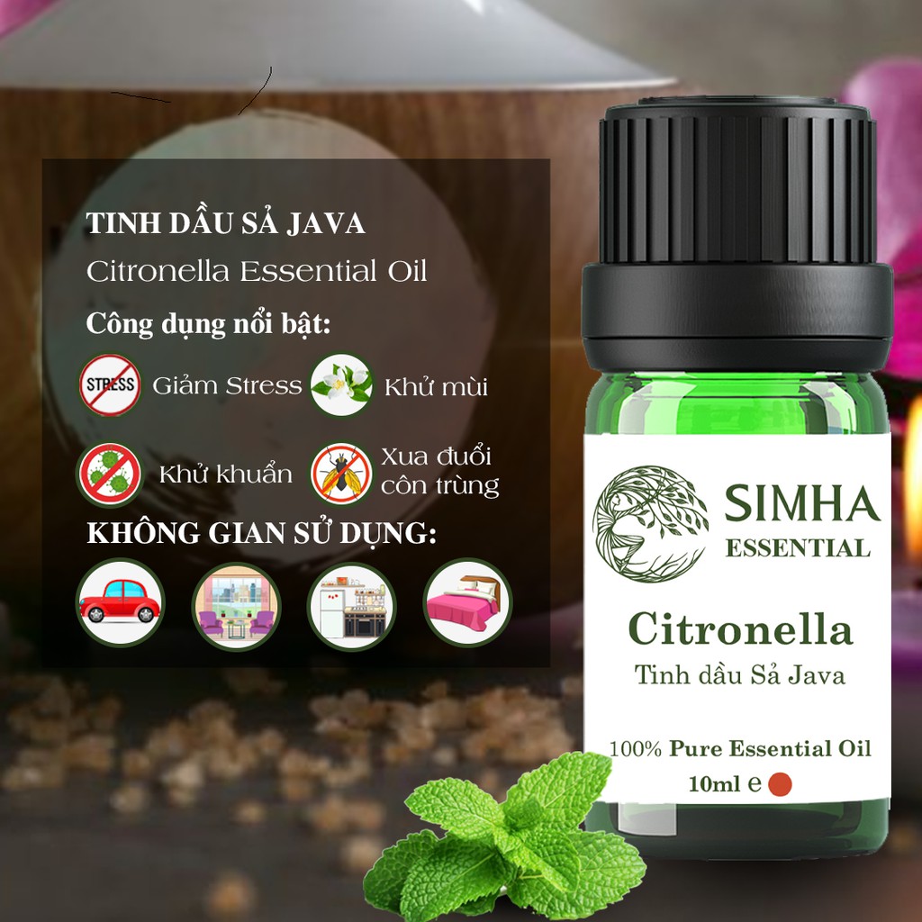 Tinh dầu Sả Java SIMHA khử mùi, chống côn trùng loại 10ml