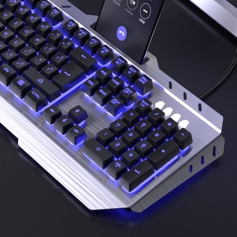 Bàn phím văn phòng chất liệu kim loại có dây có đèn LED nhiều màu sắc thời trang hợp với PC/ laptop