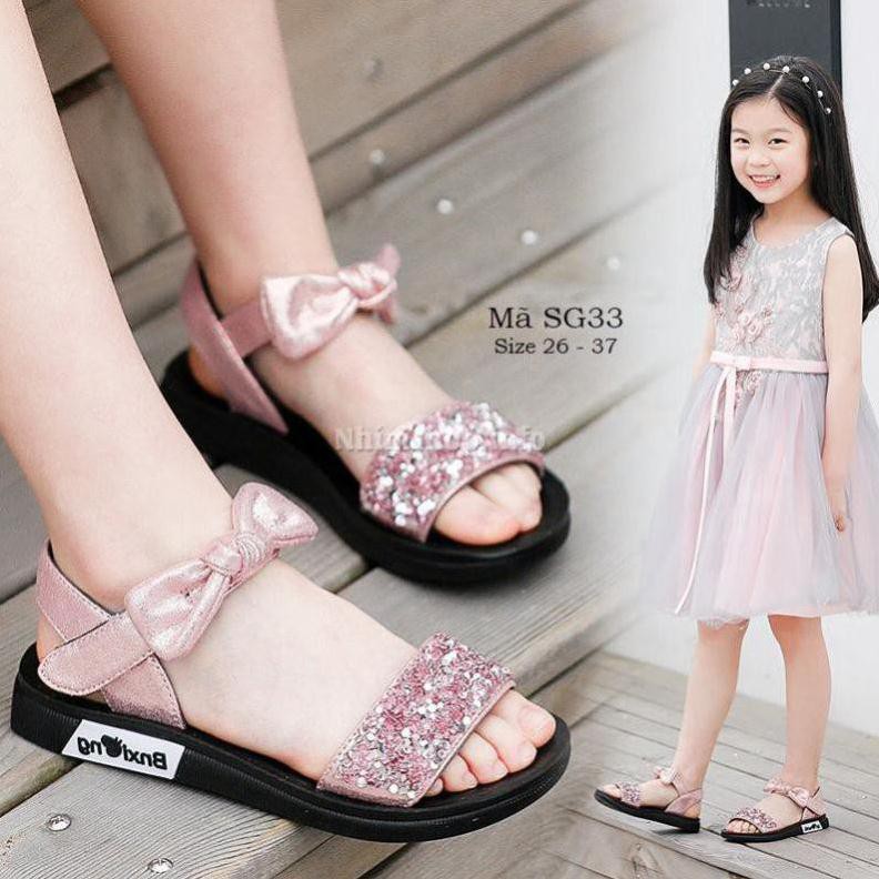 Sandal bé gái/dép quai hậu đi học nữ 3 - 12 tuổi hàng nhập cao cấp siêu êm siêu nhẹ, bền màu hồng tím thời trang SG33