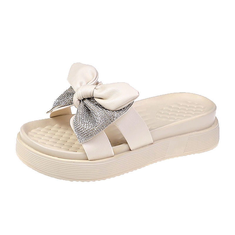 Giày Sandal Đế Mềm Chống Trượt Đính Nơ Thời Trang Dành Cho Nữ
