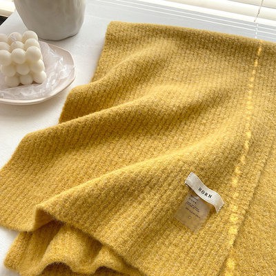 Mùa đông màu vàng dài len sợi đan Khăn nữ mùa đông dày giữ ấm cổ phong cách Hàn Quốc đa năng mùa thu và mùa đông Triều T