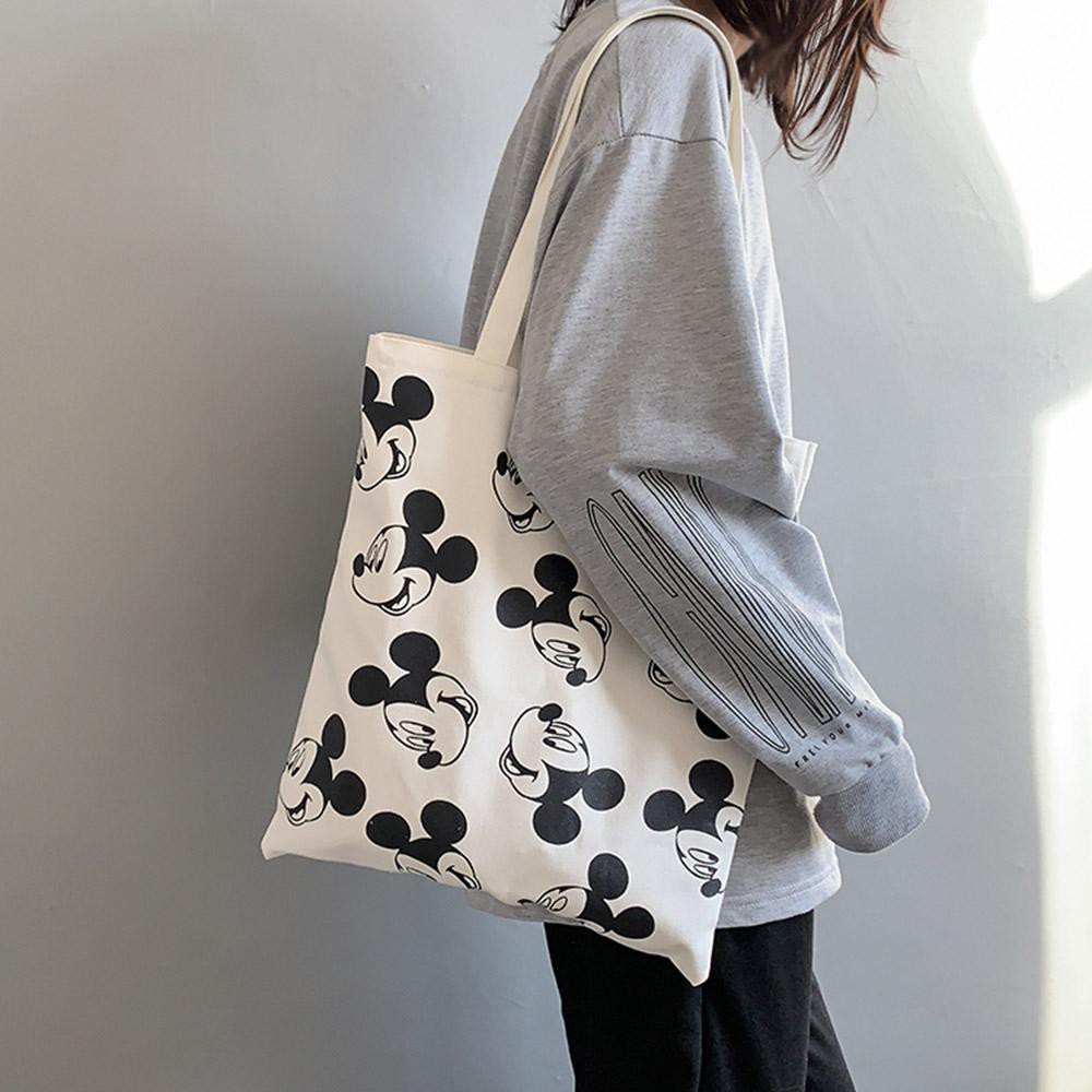 Túi tote Vải canvas mềm Đẹp Cực Hot có khóa miệng,túi tote Mickey hàn Quốc tặng quà xinh