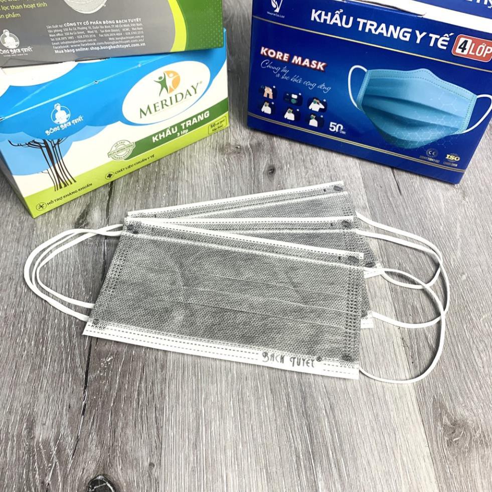 Hộp 50 chiếc Khẩu trang y tế 4 lớp hàng cao cấp loại l (xanh, trắng, xám)