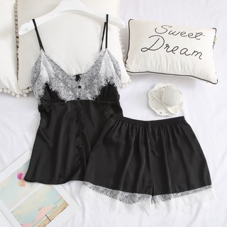 Bộ ngủ lụa satin quảng châu cao cấp lụa thoáng mát cao cấp - Lullaby Homewear