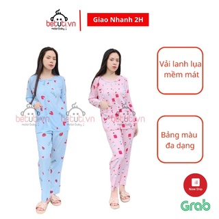 Đồ bộ sau sinh lanh lụa Hàn dài tay mềm mát cho con bú size 50-80kg - betuti